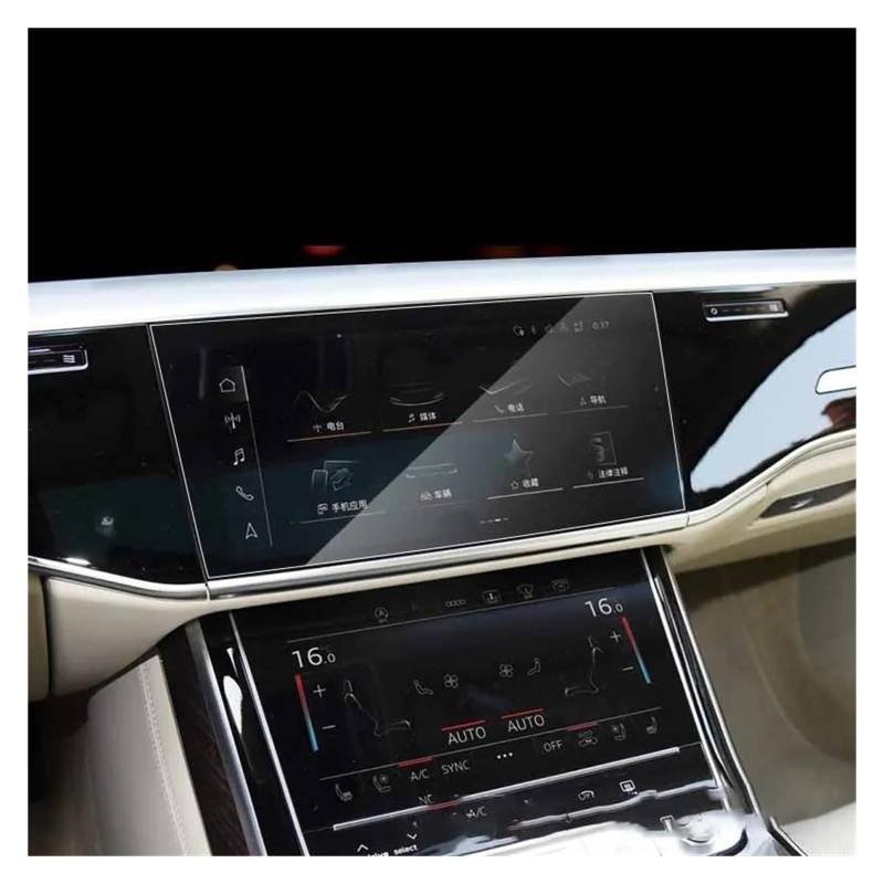 Auto Navigation Schutzfolie Für A8L 2019 2020 2021 2022 GPS Navigation Gehärtetem Glas Screen Protector Abdeckung Schutz Film Gehärtetes Glas Auto Zubehör GPS Transparent Navi Folie(2 Pieces) von WANSONGHUI