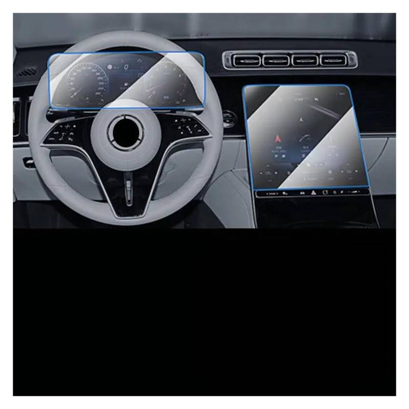 Auto Navigation Schutzfolie Für Benz Für S-Class W223 2021 12,8 Zoll Auto Navigation Gehärtetes Glas Displayschutzfolie GPS Transparent Navi Folie(GPS and Instrument) von WANSONGHUI