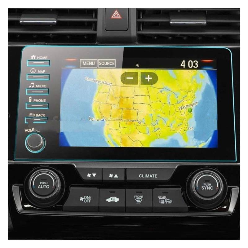 Auto Navigation Schutzfolie Für Civic Sport 2019 2020 Auto Radio GPS Navigation Innen Zubehör Gehärtetem Glas Screen Protector Film GPS Transparent Navi Folie(5 Holes Right Hand Drive) von WANSONGHUI