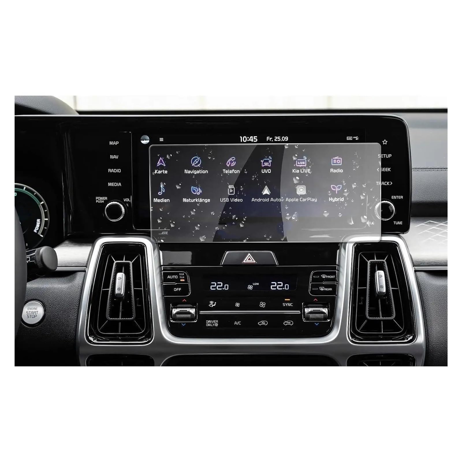 Auto Navigation Schutzfolie Für KIA Für Sorento Für MQ4 2021 10 Zoll Auto Navigation Touch Center Screen Protector Auto Innen Zubehör Gehärtetem Glas Film GPS Transparent Navi Folie(for 10.1 inch) von WANSONGHUI