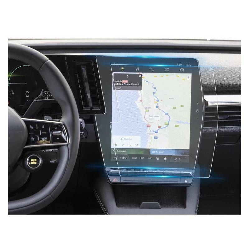 Auto Navigation Schutzfolie Für Megane Für E-Tech/Austral 2022 2023 2024 Auto Navigation Instrument Display Auto Innen Zubehör Nano Screen Protector GPS Transparent Navi Folie(12-Inch) von WANSONGHUI