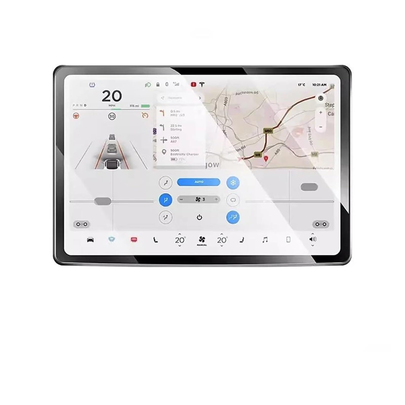 Auto Navigation Schutzfolie Für Tesla Für Modell 3 Y Highland 2024 Hinten Reihe Center Control Touch Screen Schutz Film Gehärtetem Glas Film Schutz GPS Transparent Navi Folie(for Center Display) von WANSONGHUI