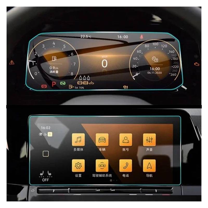 Auto Navigation Schutzfolie Für VW Für Golf 8 MK8 2020-2023 Für GTI GPS Navigation Film LCD Screen Schutz Film Auto Zubehör Gehärtetem Glas GPS Transparent Navi Folie(Dashboard 10 GPS) von WANSONGHUI