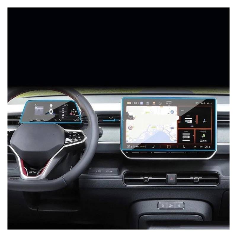 Auto Navigation Schutzfolie Für VW Für ID.Buzz 2024 2025 Auto 12,9 Zoll Auto GPS-Navigation Und 5,3 Zoll Dashboard Anti-scrtch Film Gehärtetes Glas Displayschutzfolie GPS Transparent Navi Folie von WANSONGHUI