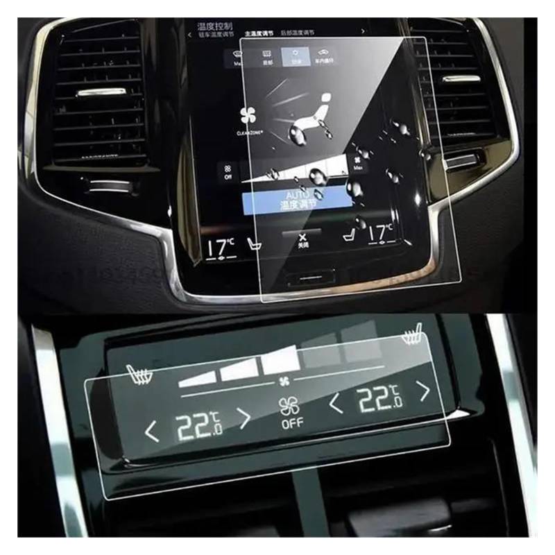 Auto Navigation Schutzfolie Für Volvo XC40 Für XC60 Für XC90 Für V90 V60 2016–2021, Auto-GPS-Navigation, Rücksitz, Klimaanlage, 2 Stück Displayschutzfolie Aus Gehärtetem Glas GPS Transparent Navi Foli von WANSONGHUI