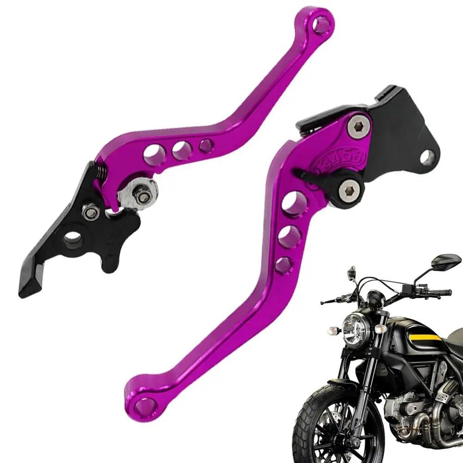 Bremshebel Kupplungs- und Bremshebel-Set, 2-teilig, Motorrad-Lenker-Bremshebel, Aluminiumlegierung, Motorrad-Bremsgriffe, rostfrei, verstellbar Bremsgriff(Violet) von WANSONGHUI