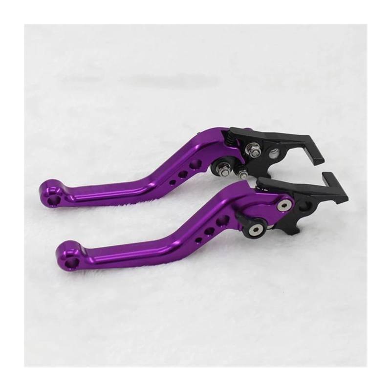 Bremshebel Motorradzubehör Modifizierte Teile Klappbarer Kupplungshebel Verstellbarer Trommelbremslenker Modifiziertes Horn Verstellbarer Handhebel Bremsgriff(Purple) von WANSONGHUI