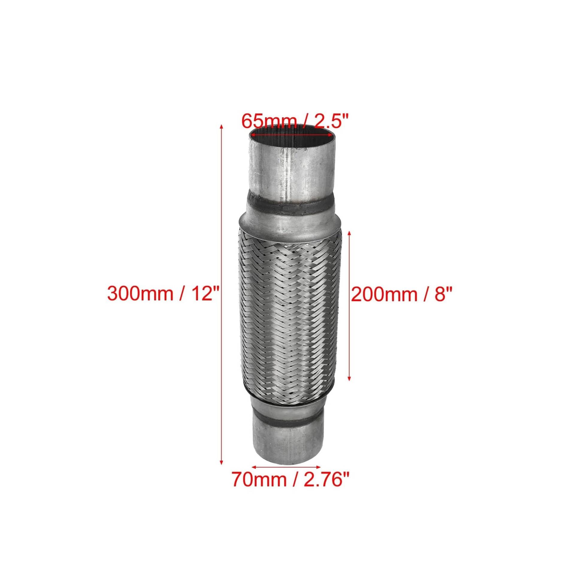 Endrohr 2 Stück Edelstahl-Schalldämpfer-Auspuff-Flexrohre, Flexible Auto-Auspuffrohre, Auspuffverbindungen, 51 Mm, 65 Mm, 75 Mm Auspuff Endrohr(65x200x300mm) von WANSONGHUI