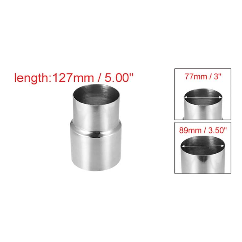 Endrohr X Autohaux 51/57/63/70/77/83 Mm Edelstahl Auto Universal Auspuffrohr Adapter Reduzierstück Verbindungsrohr Rohr Autozubehör Auspuff Endrohr(3-3.5 in) von WANSONGHUI