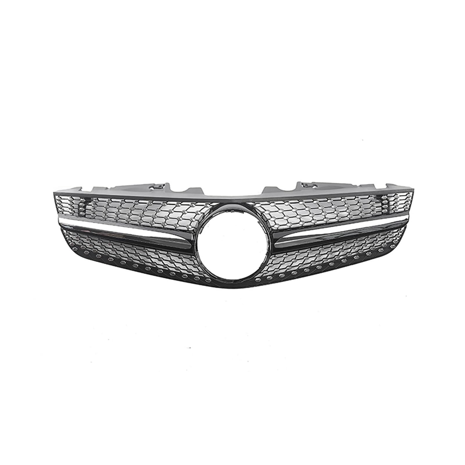 Frontstoßstange Lip Für Benz Für R230 SL-Klasse 2009 2010 2011 2012 SL500 SL550 SL600 Schwarz/Silber Auto Obere Stoßstange Haube Mesh Front Kühlergrill Frontstoßstange Spoiler(Schwarz) von WANSONGHUI