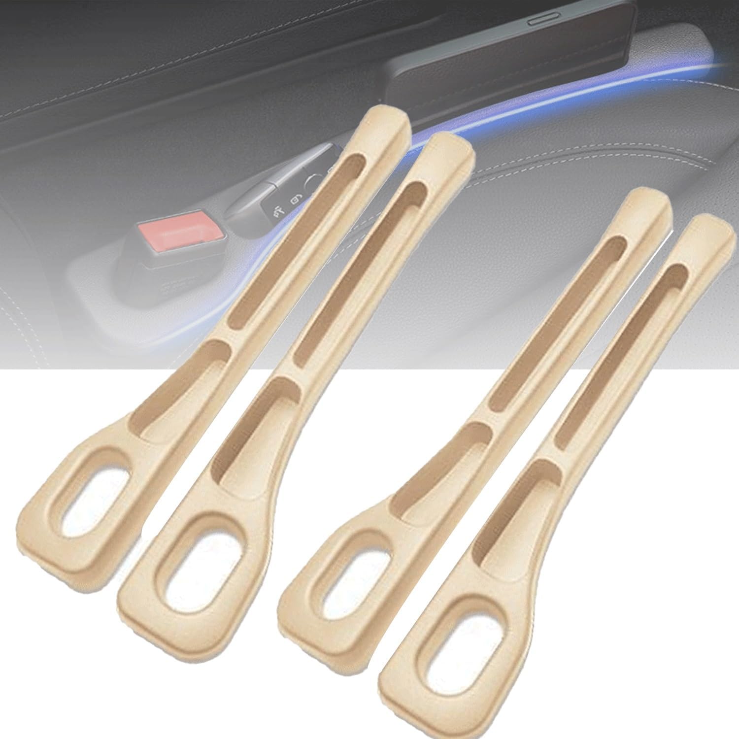 2PCS Vehicle-Mounted Gap Leak-Proof Filling Strip, Car Seat Gap Filler Organizer, Car Seat Side Gap Filler, Car Seat Gap Filler Organizer for Car SUV Truck (Beige) von WANWEN