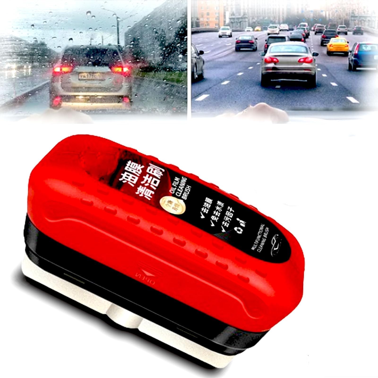 Automotive Oil Film Cleaning Brush, Car Glass Oil Film Stain Removal Cleaner, Car Windshield Oil Film Cleaner, Prevents Rain and Fog Cleaning Glass Brush (1pcs) von WANWEN