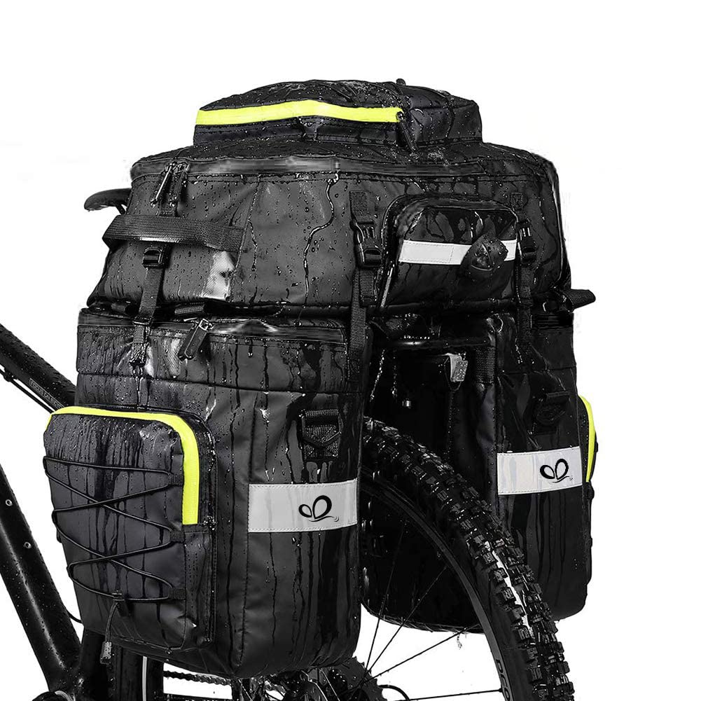 WATERFLY Fahrradtasche 3 in 1 Multifunction wasserdichte Gepäckträgertasche Radfahren Gepäckträger Tasche Reißfest Groß Fahrrad Tasche mit Regen-Abdeckung von WATERFLY