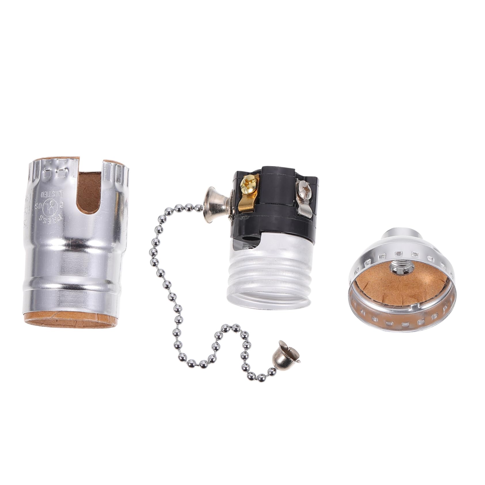 WATIIFUFU Reißverschlussschalter Lüfterschalter antike Lampe Lampenhalter schalten Adapter lampenfassung vintage retro lampenfassung Pendelleuchtenhalter e27 lampenfassung Aluminium Silver von WATIIFUFU