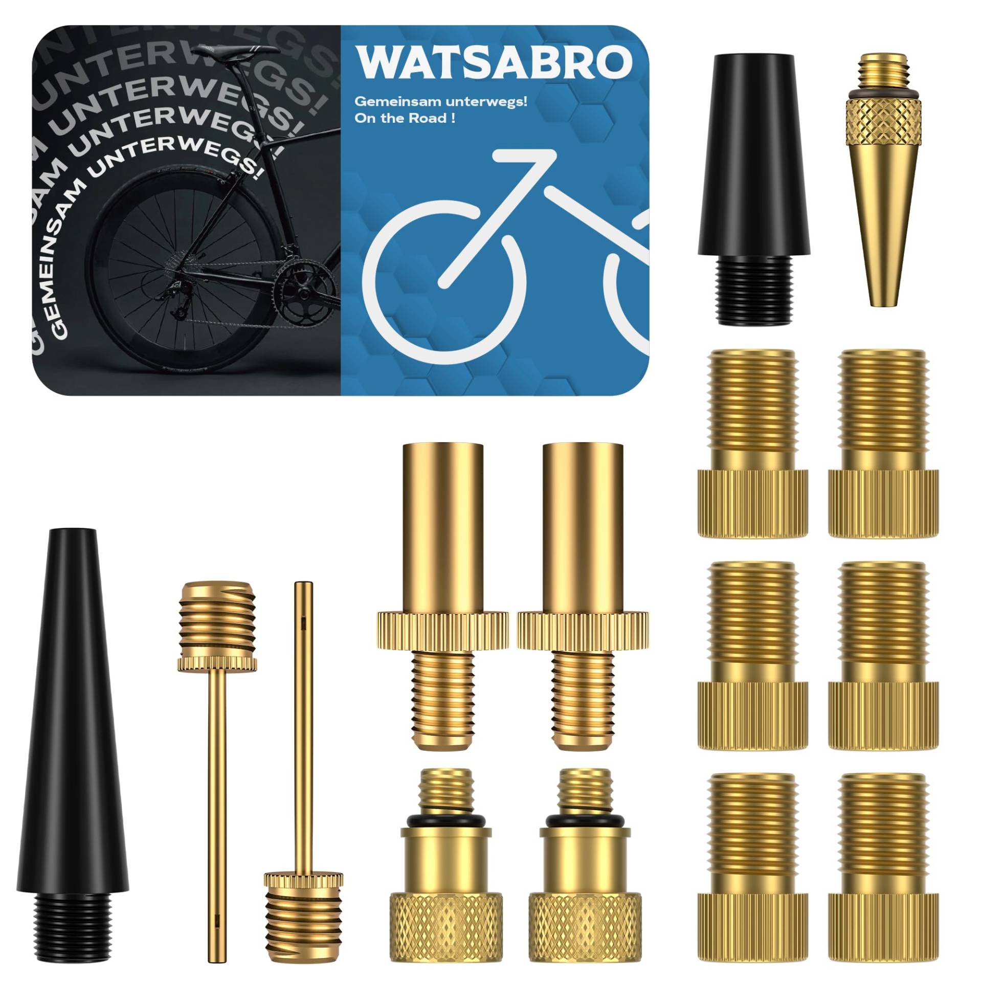 WATSABRO Fahrradventil Adapter Set, Fahrrad Adapter Französisch Ventil, Auto Ventil Adapte, Luftpumpe, Kompressor Ventil Adapter von WATSABRO