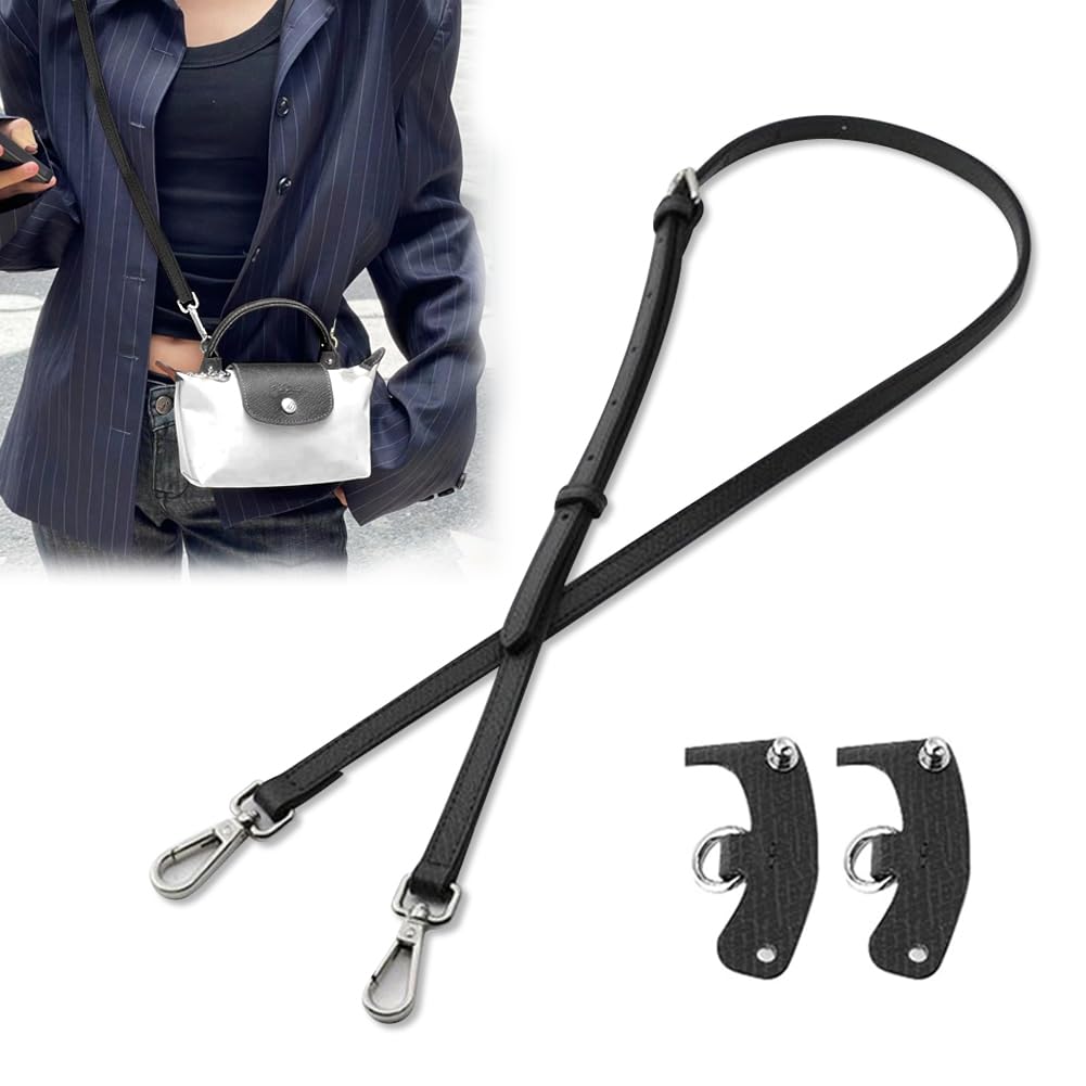 Schulterriemen für Taschen Schwarz, Taschengurte zum Wechseln, mit 2 Stück Schultergurtadapter, Verstellbar Taschengurt 95–124 cm, für Handtaschen, Tragetaschen und Umhängetaschen von WAVATA