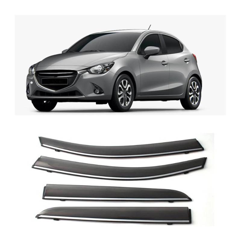 Visier Deflector Fenstervisiere Für Mazda 2 Hatchback 2010 2011 2012 2013 2014 2015 2016 2017 2018 Windabweiser Seitenfenster Regenabweiser von WAVEPEAK