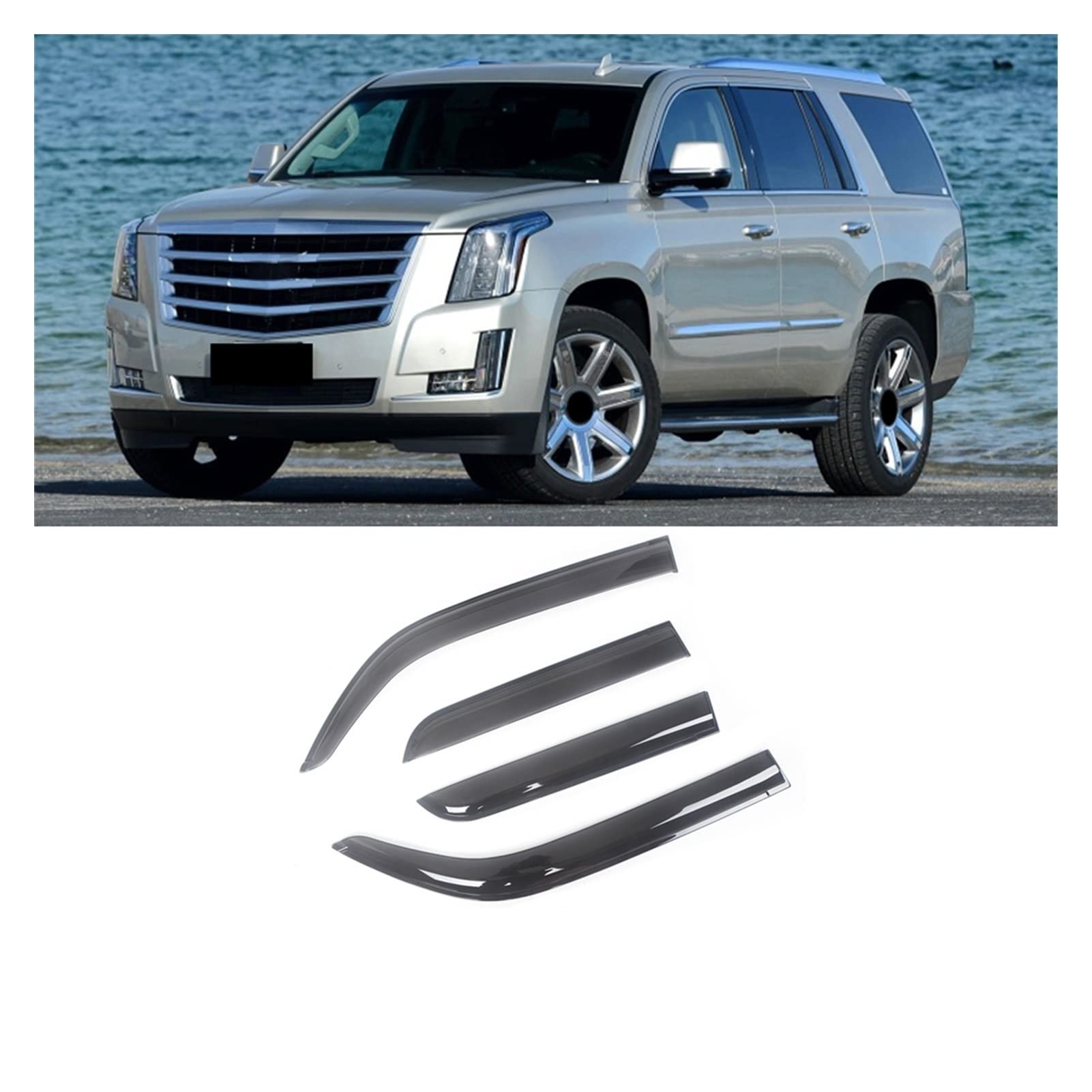 Visier Deflector Seitenfenster Winddeflektoren Für Cadillac Escalade 1999-2016 Windabweiser Seitenfenster Regenabweiser(for Escalade 15-16) von WAVEPEAK