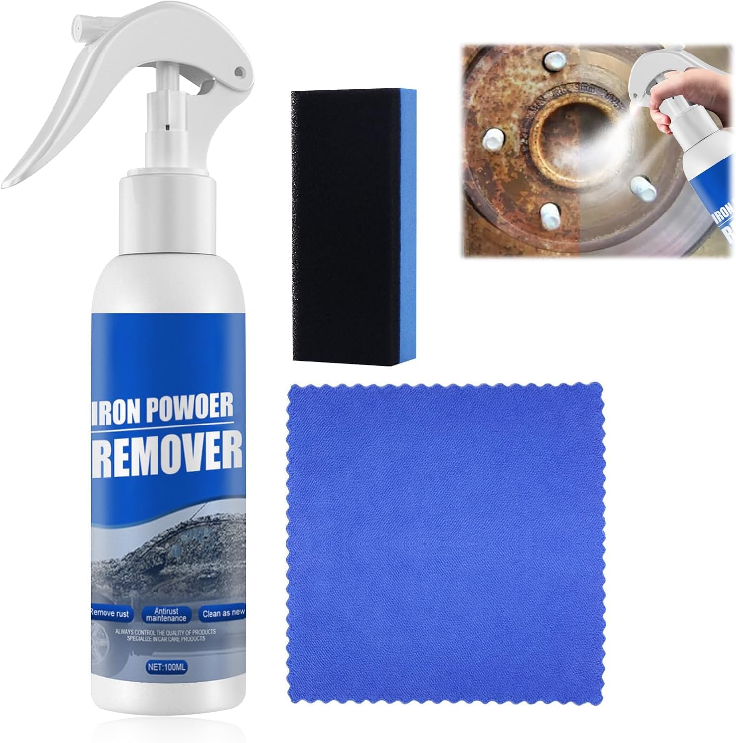 WAWJ® Rost Entferner Reinigungsspray, Iron Powder Remover, Car Rust Removal Spray, Iron Powder Remover for Car, Rostlöser Extrem für Auto Rost Entfernen Wartung Restaurierung von WAWJ