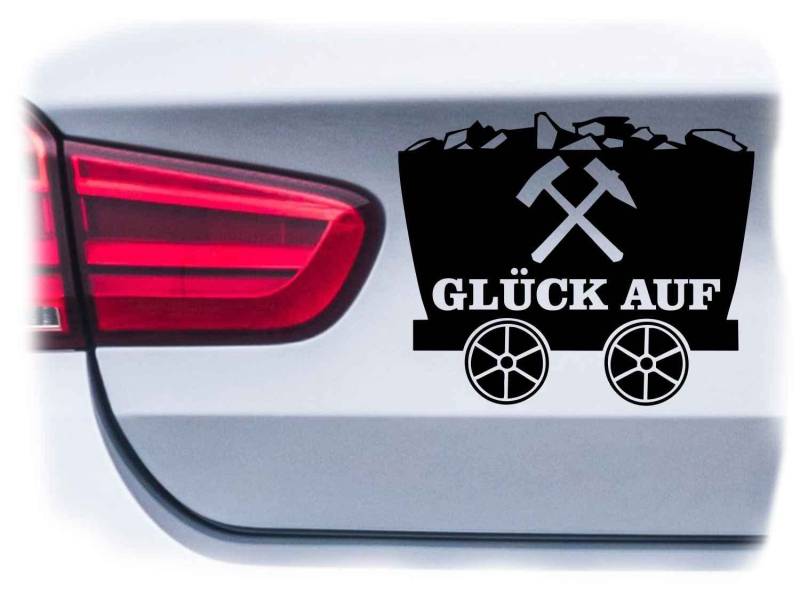 WB wohn trends Auto-Aufkleber, Glück Auf Lore Ruhrpott, Silber, 15cm breit, Farbe und Größe wählbar, KFZ-Sticker LKW Spruch von WB wohn trends