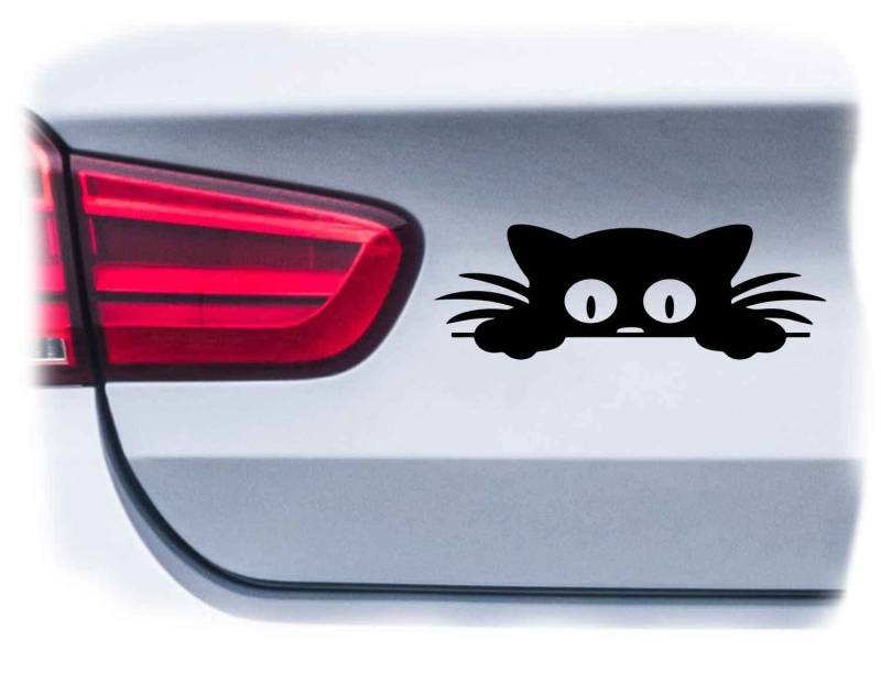 WB wohn trends Auto-Aufkleber, Katze guckt Cat, Silber, 22cm breit, Farbe und Größe wählbar, KFZ-Sticker LKW Spruch von WB wohn trends