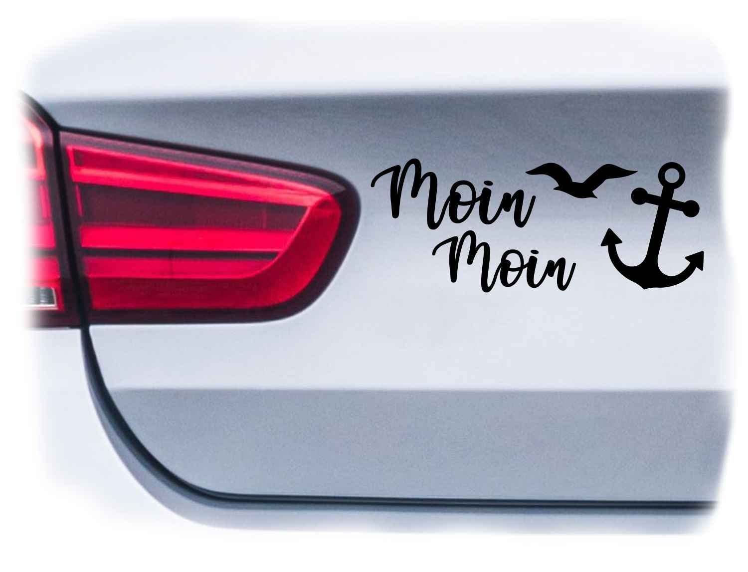 WB wohn trends Auto-Aufkleber, Moin Moin Anker Nordsee Ostsee, schwarz, 35cm breit, Farbe und Größe wählbar, KFZ-Sticker LKW Spruch von WB wohn trends