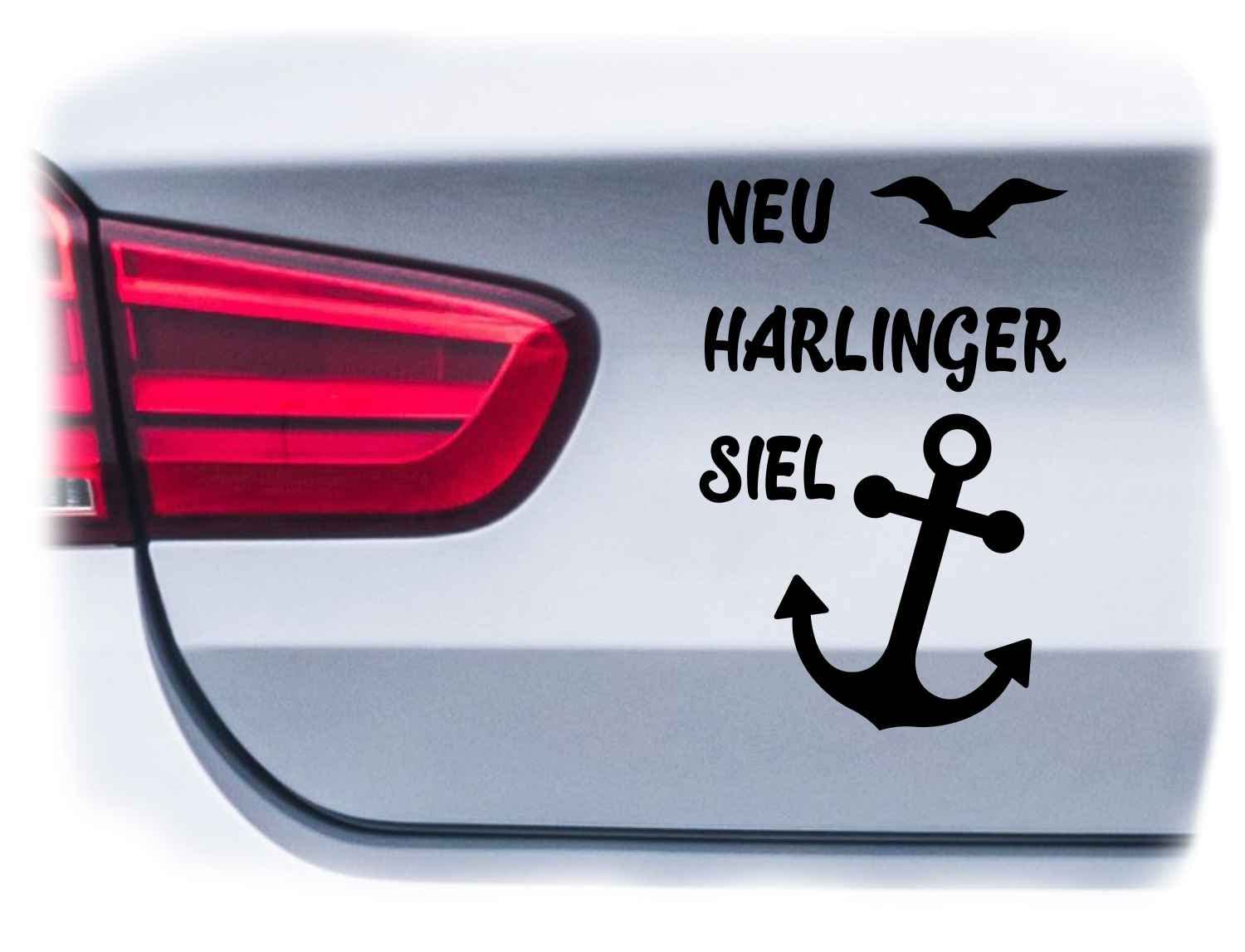 WB wohn trends Auto-Aufkleber, Neuharlingersiel mit Anker, Silber, 15cm hoch, Farbe und Größe wählbar, KFZ-Sticker LKW Spruch von WB wohn trends