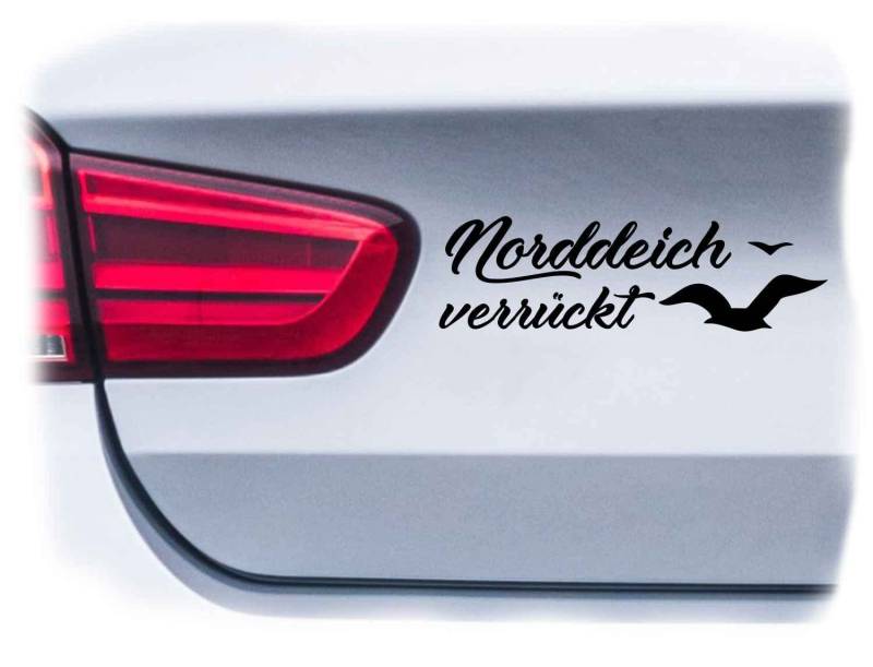 WB wohn trends Auto-Aufkleber, Norddeich verrückt, Gold, 22cm breit, KFZ-Sticker LKW Spruch von WB wohn trends