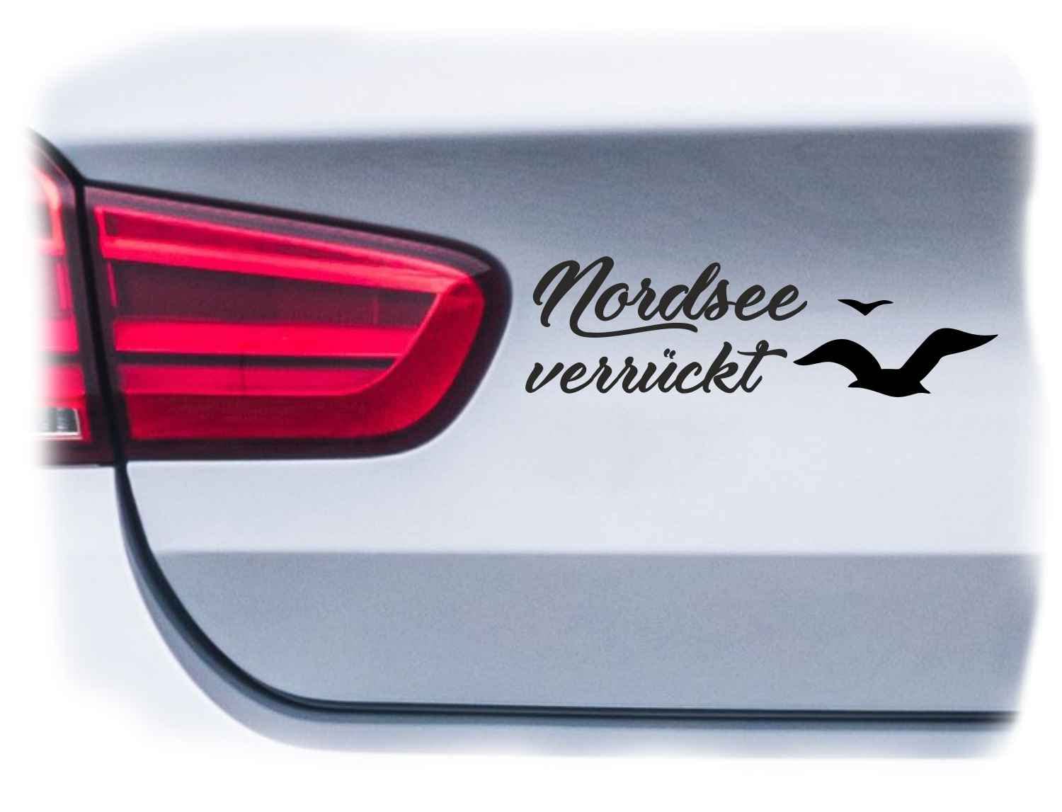 WB wohn trends Auto-Aufkleber, Nordsee verrückt, Silber, 15cm breit, KFZ-Sticker LKW Spruch von WB wohn trends