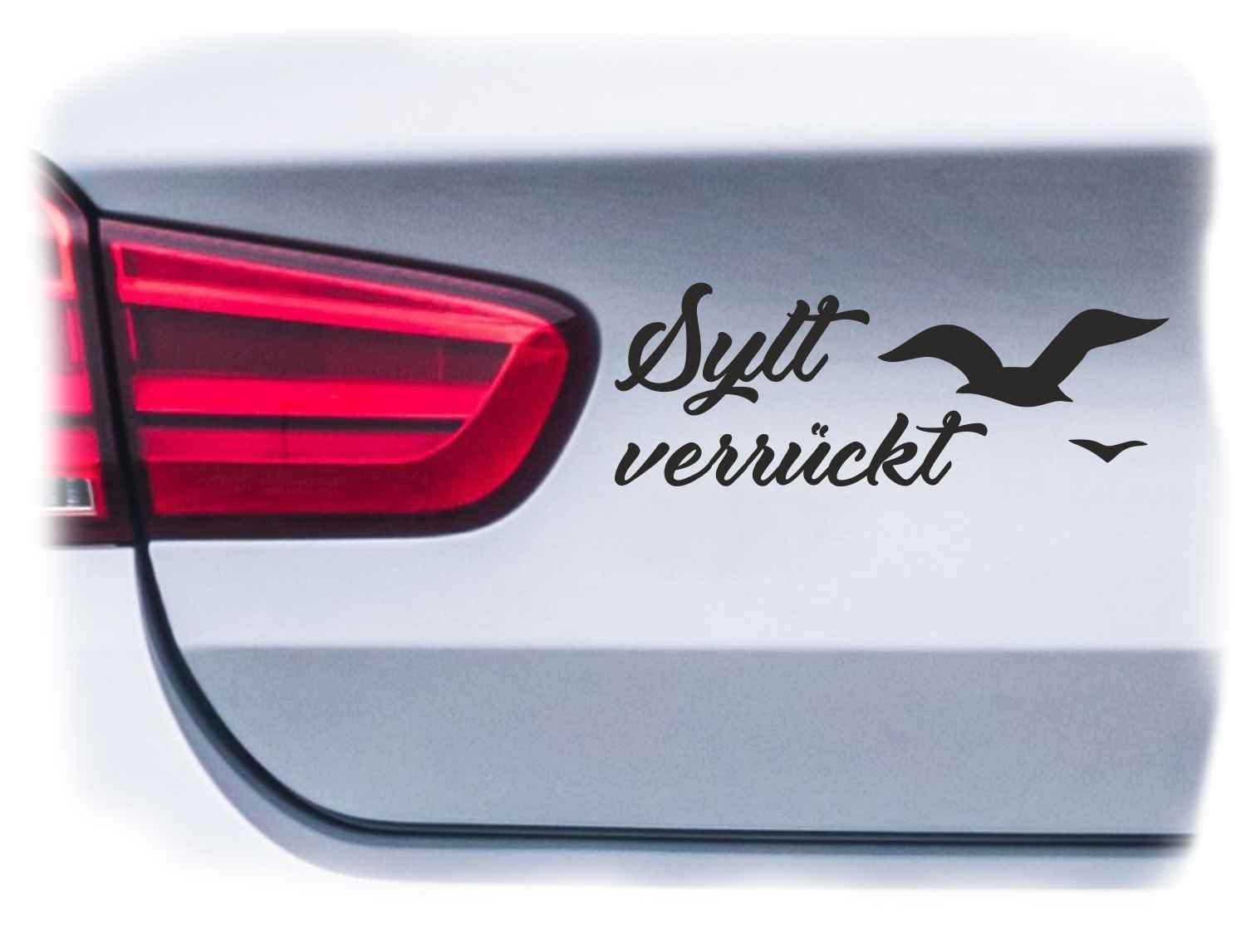 WB wohn trends Auto-Aufkleber, Sylt verrückt, Silber, 22cm breit, KFZ-Sticker LKW Spruch von WB wohn trends