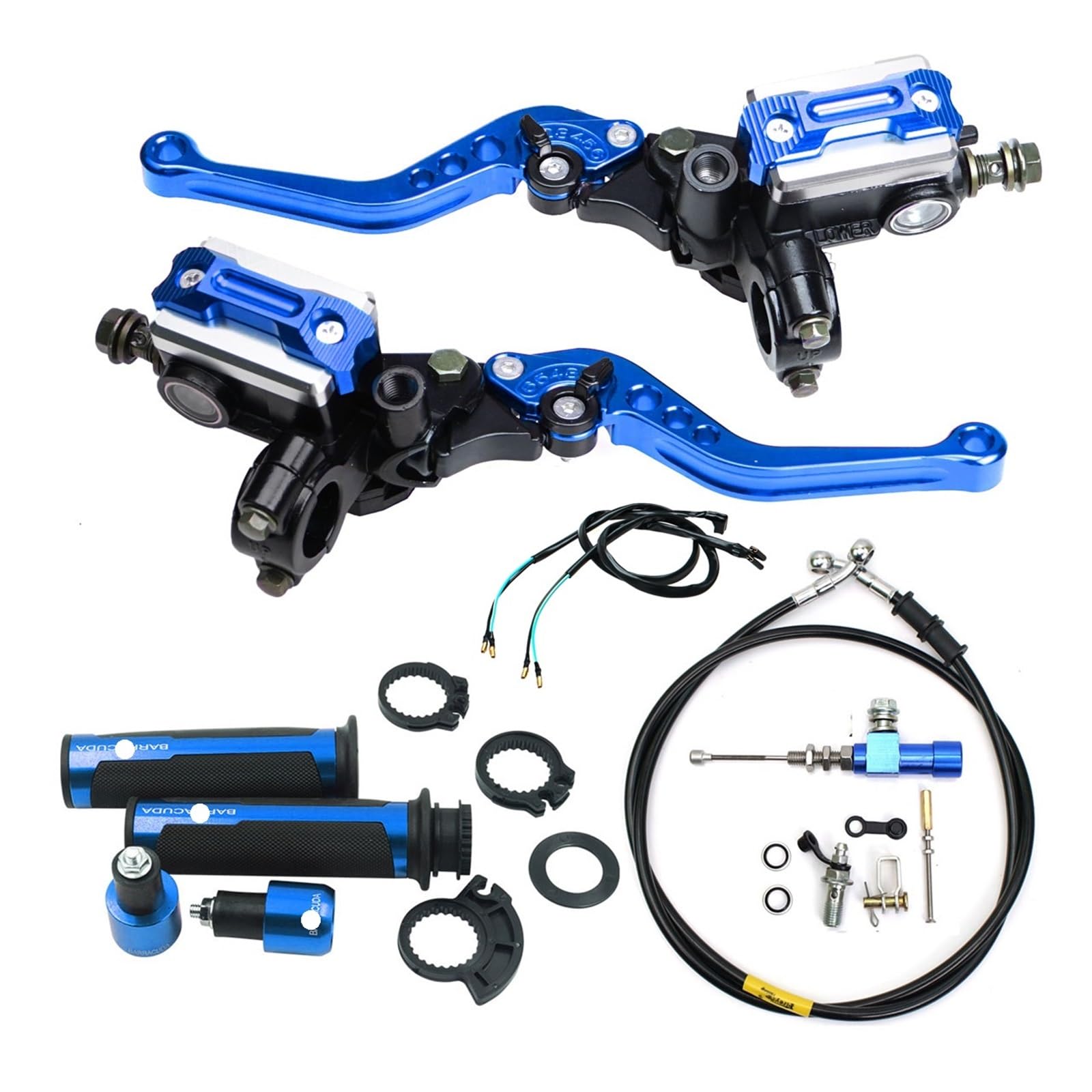 Motorrad Bremse Kupplung Universal Motorrad Hydraulische Kupplung Kit Bremshebel Hauptzylinder Reservoir Mit Grip Bremsschlauch Für Motocross von WBFLZTYOP