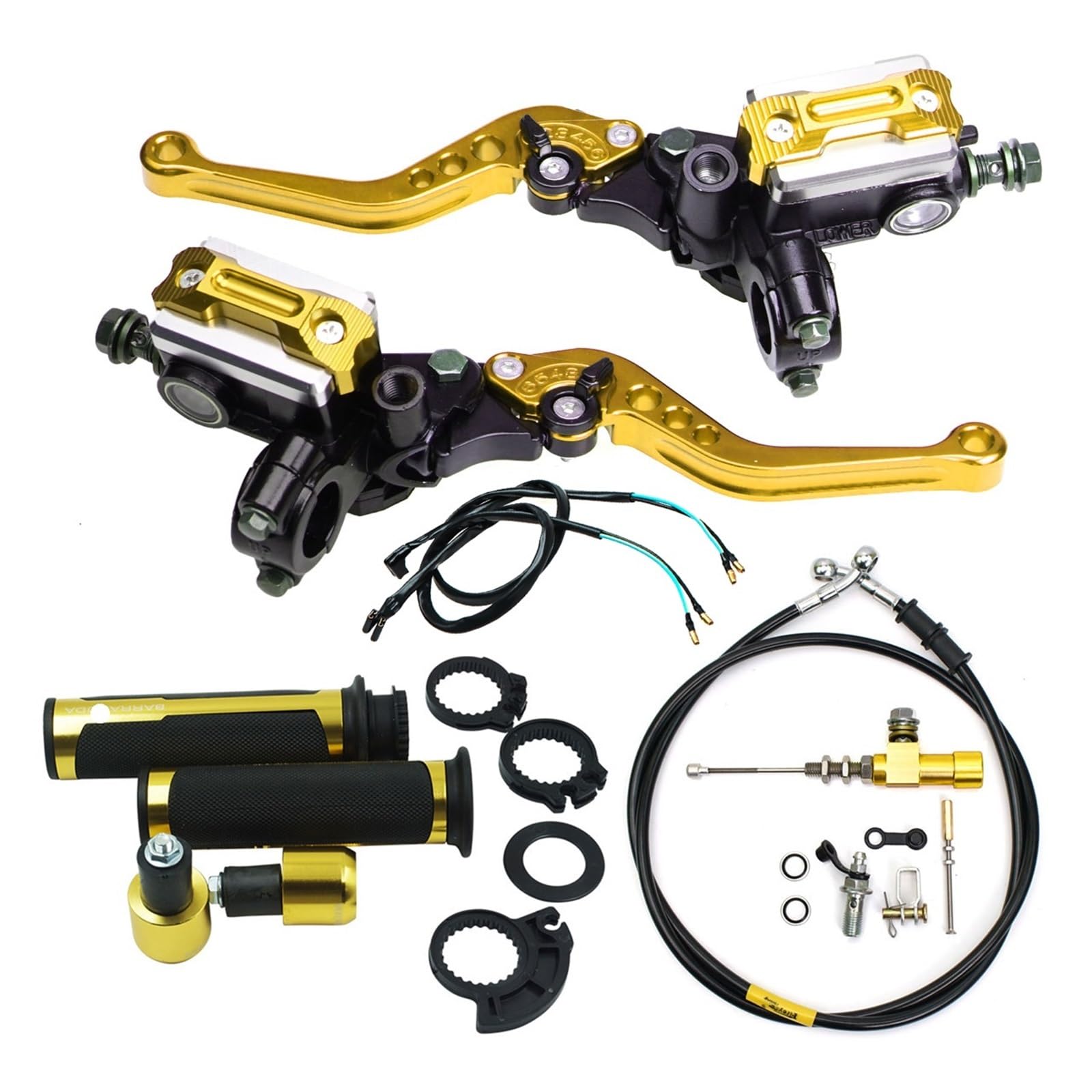 Motorrad Bremse Kupplung Universal Motorrad Hydraulische Kupplung Kit Bremshebel Hauptzylinder Reservoir Mit Grip Bremsschlauch Für Motocross von WBFLZTYOP