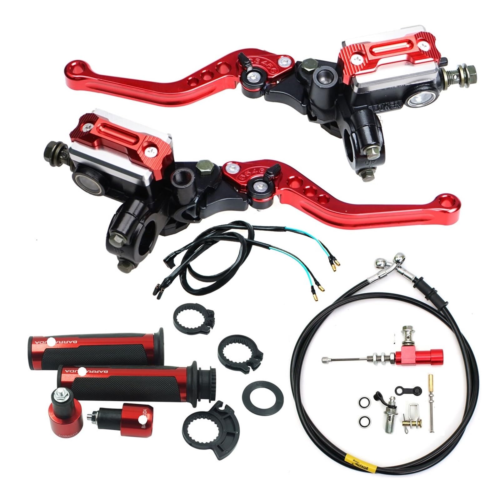 Motorrad Bremse Kupplung Universal Motorrad Hydraulische Kupplung Kit Bremshebel Hauptzylinder Reservoir Mit Grip Bremsschlauch Für Motocross von WBFLZTYOP