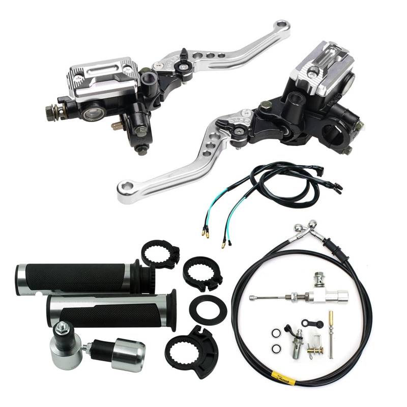 Motorrad Bremse Kupplung Universal Motorrad Hydraulische Kupplung Kit Bremshebel Hauptzylinder Reservoir Mit Grip Bremsschlauch Für Motocross von WBFLZTYOP