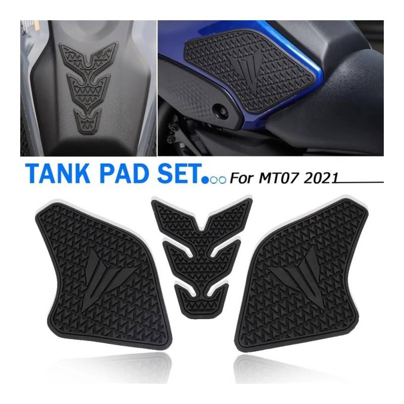 Motorrad Tankpad Motorrad rutschfeste Seiten-Kraftstofftank-Aufkleber, Wasserdichtes Pad, Gummiaufkleber, Schwarz, Für Ya&maha MT07 MT 07 MT-07 Mt07 2021 von WBFLZTYOP