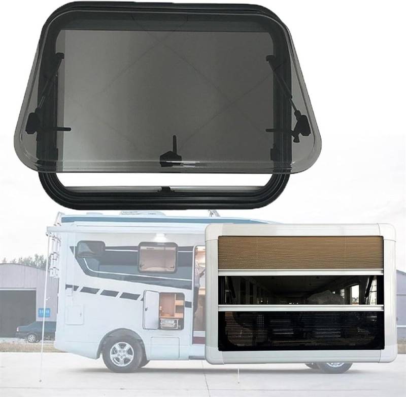 RV-Seitenscharnierfenster – Push-Out-Stil mit Bildschirm und Sonnenschutz, Anhänger-Sichtfenster Ersatz für Camper, Größe 500 x 400 mm von WBLING