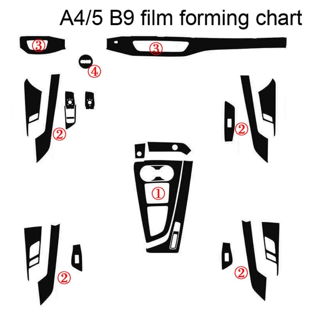 3D Kohlefaser Muster Interieur DIY Trim Decals, für Audi A4 A5 B9 2017-2019 von WBTLTDSK