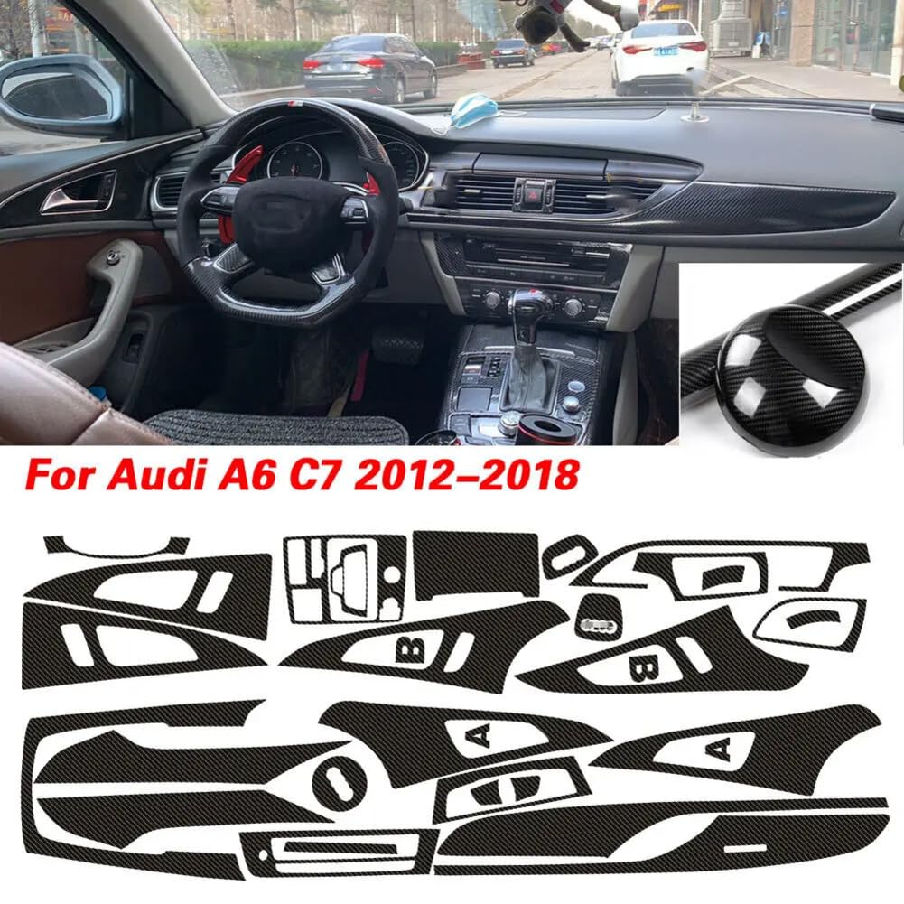 5D Kohlefaser Muster Innenraum DIY Trim Aufkleber, für Audi A6 C7 2012-2018 von WBTLTDSK