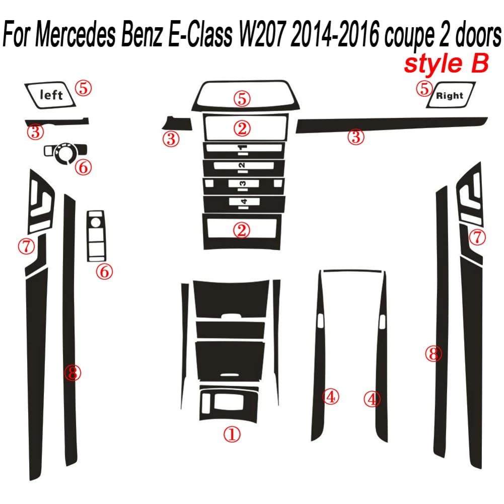 Auto-Styling 5D Kohlefaser Auto Innenraum Mittelkonsole Farbwechsel Formteil Aufkleber Aufkleber, für Mercedes E Klasse W207 2009-2016 von WBTLTDSK