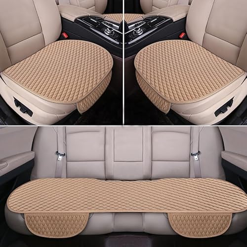 Auto Sitzauflage für Mercedes Benz C-Class W203 W205 W204, Leinen-Autokissen Ohne Rückenlehne Dreiteiliges Set Autoteile Autositzbezüge Schonbezüge,Beige von WBWBB