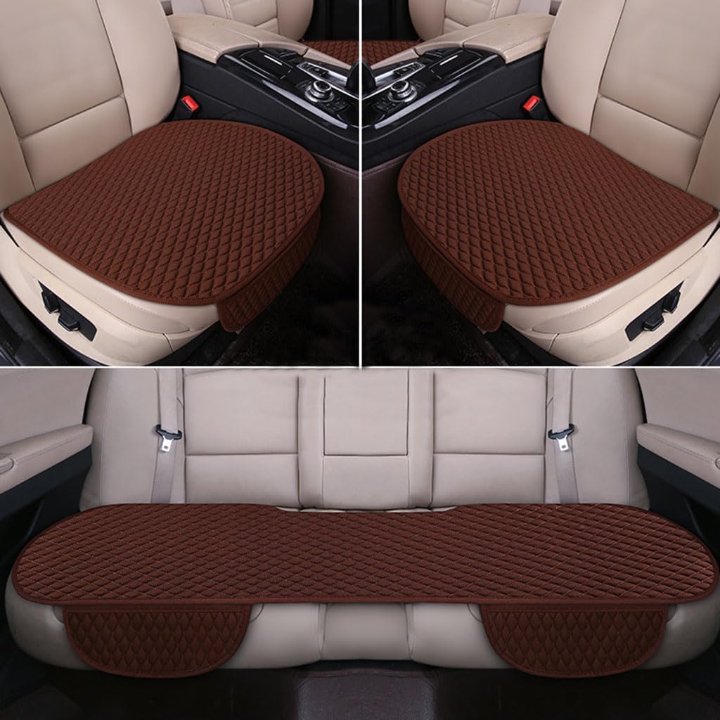 WBWBB Auto Sitzauflage für Jeep Renegade 2012-2024, Leinen-Autokissen Ohne Rückenlehne Dreiteiliges Set Autoteile Autositzbezüge Schonbezüge,Brown von WBWBB