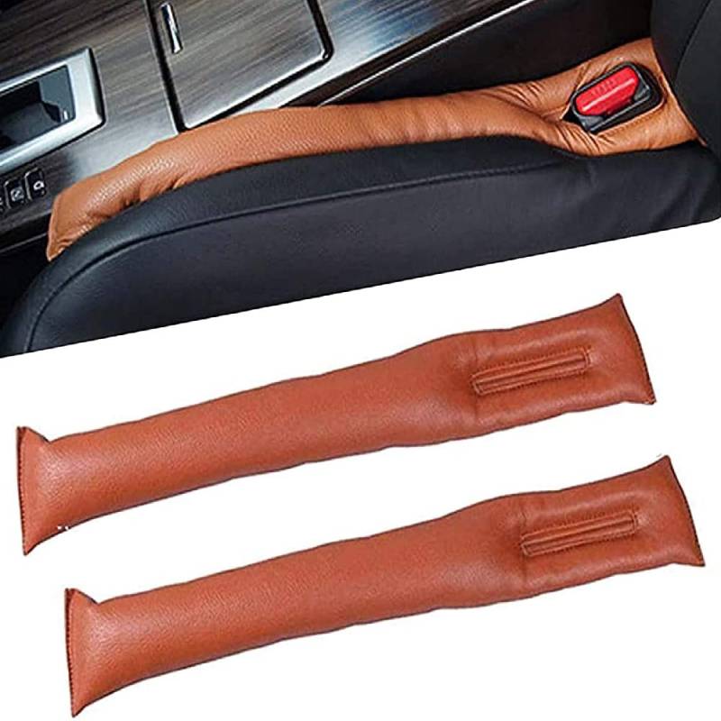 2 Stück Lückenkissen Pu Leder, Universal Autositzlückenfüller, Autositz Lückenfüller, Pu Leder Interior Sitzlückenfüller, Liner für Alle Autos, 44 cm x 5 cm, Braun von WBYNB