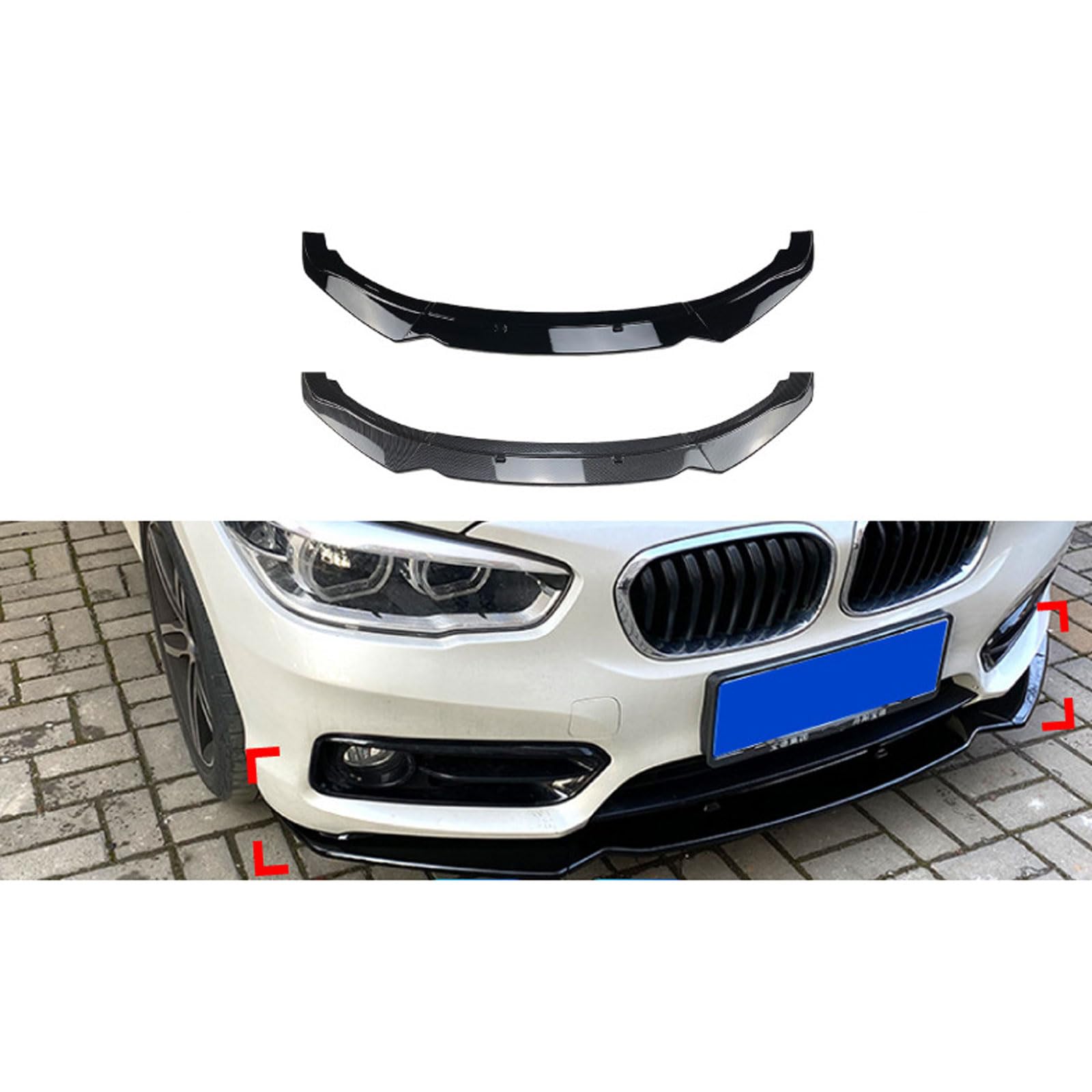 Auto Frontlippe Frontspoiler für BMW 1 Series F20 F21 118i 120i LCI 2015 2016 2017 2018 2019, Car Frontlippe Splitter Wing Frontstoßstangenlippe Auto Zubehör,Piano Black von WCSMHYW