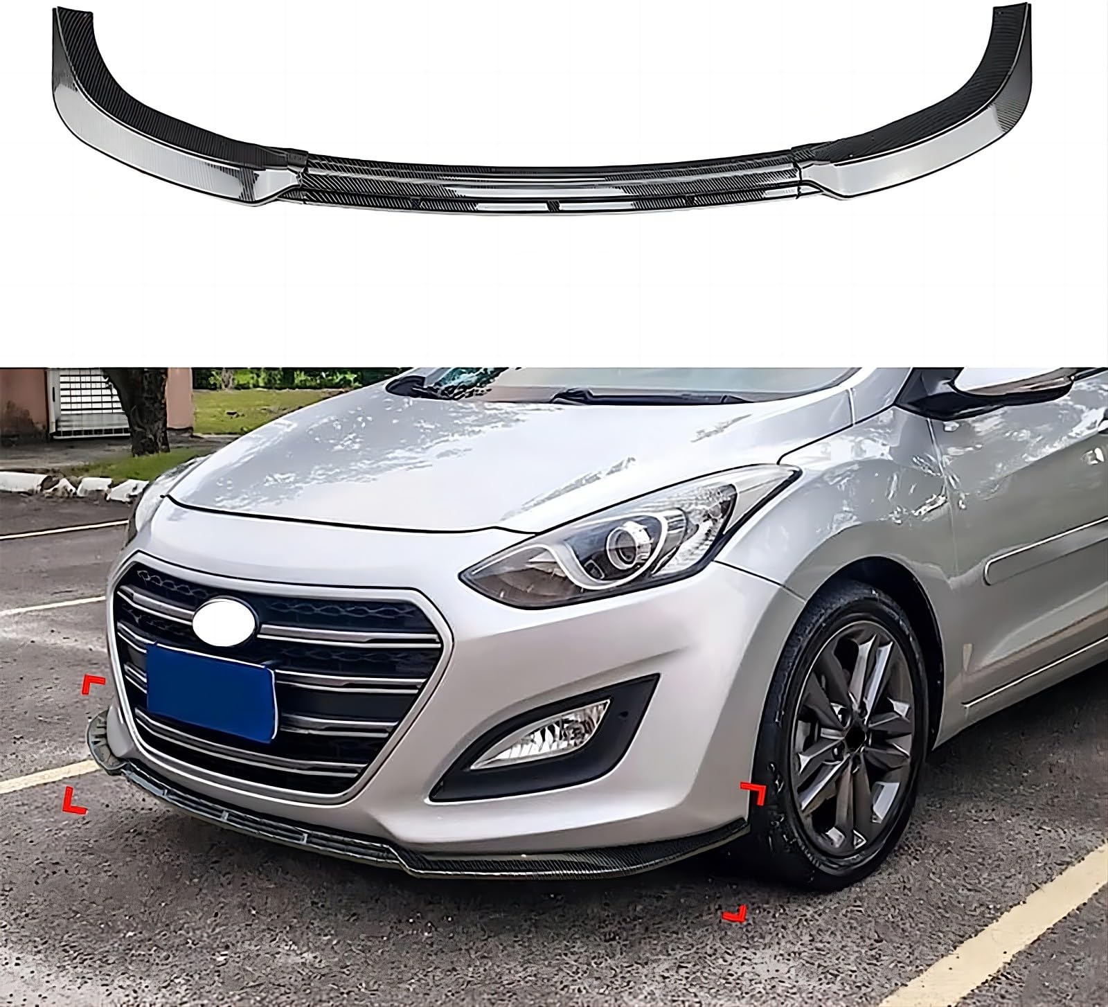 Frontstoßstangen Spoiler für Hyundai I30 MK2 MK2.5 Elantra (US Version) 2012-2017, Bumper Spoilerlippe Lip Splitter Karosserie Schaufeln Schutz Auto Modified Zubehör,Carbon Fiber Look von WCSMHYW