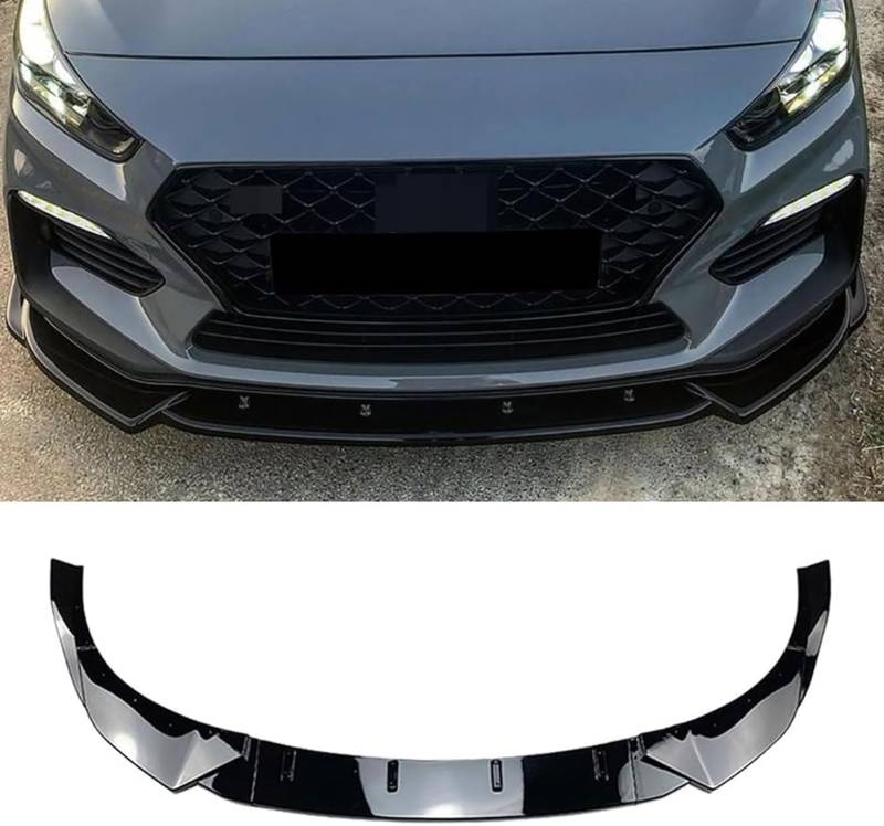 Frontstoßstangen Spoiler für Hyundai I30N MK3.5 2020 2021 2022, Bumper Spoilerlippe Lip Splitter Karosserie Schaufeln Schutz Auto Modified Zubehör,Glossy Black von WCSMHYW