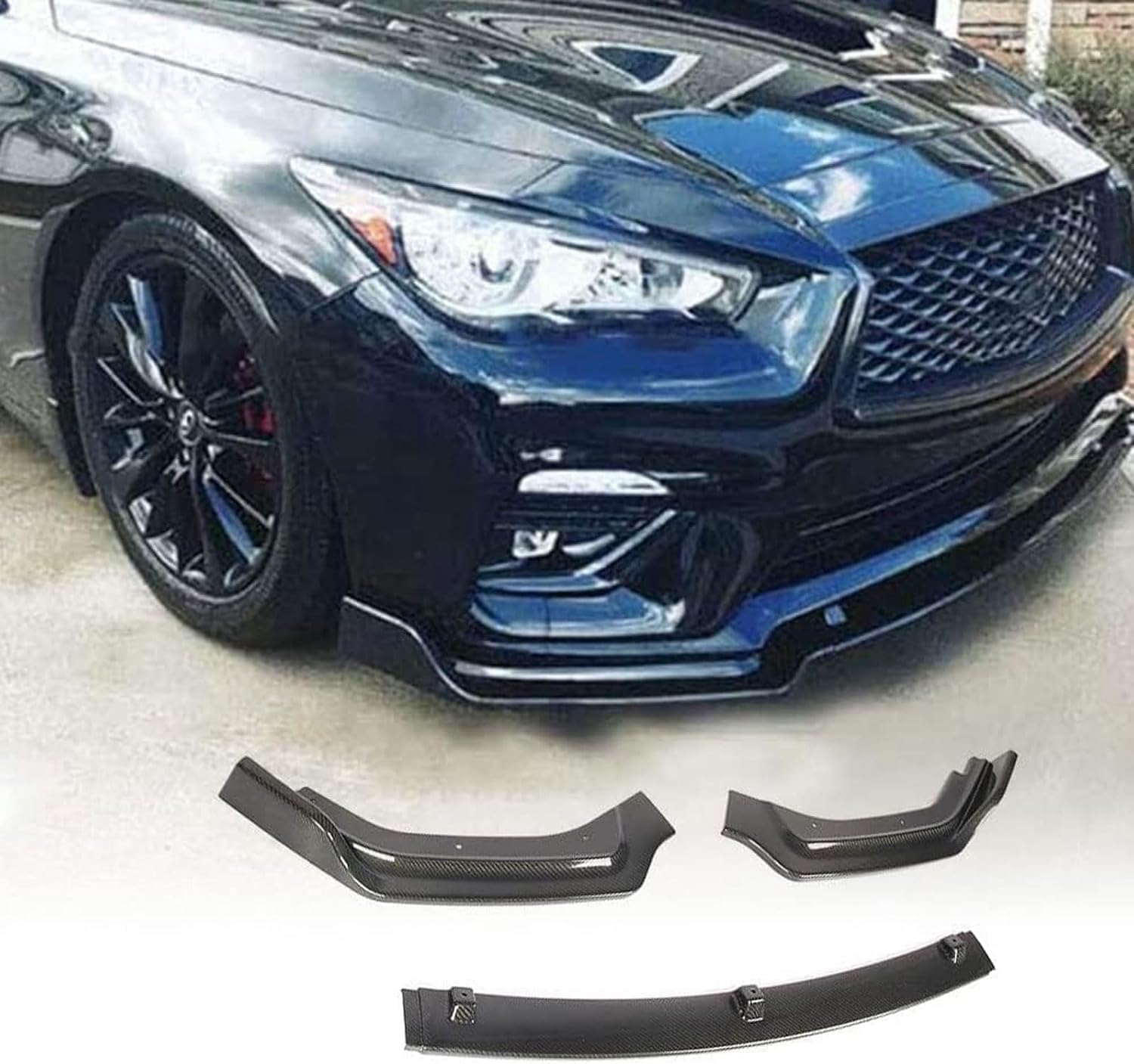 Frontstoßstangen Spoiler für Infiniti Q50 Base Sedan 2018 2019, Bumper Spoilerlippe Lip Splitter Karosserie Schaufeln Schutz Auto Modified Zubehör von WCSMHYW