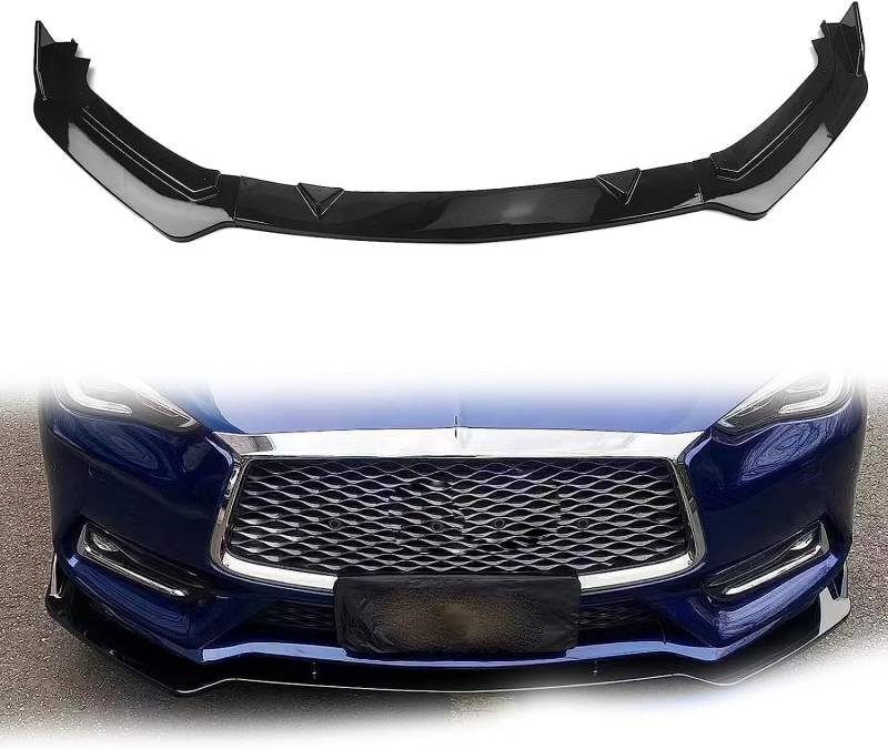 Frontstoßstangen Spoiler für Infiniti Q60 2017-2022, Bumper Spoilerlippe Lip Splitter Karosserie Schaufeln Schutz Auto Modified Zubehör,Black von WCSMHYW