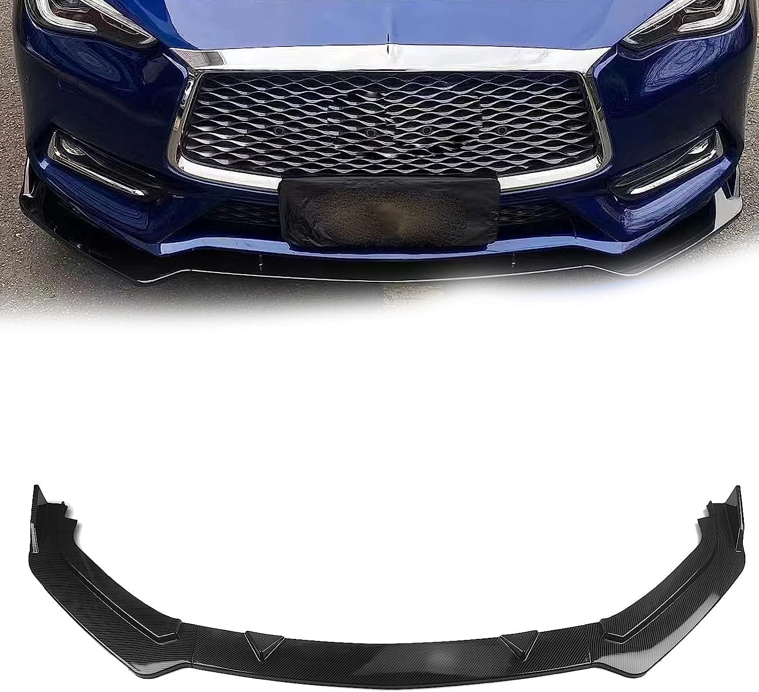 Frontstoßstangen Spoiler für Infiniti Q60 2017-2022, Bumper Spoilerlippe Lip Splitter Karosserie Schaufeln Schutz Auto Modified Zubehör,Carbon Fiber Look von WCSMHYW