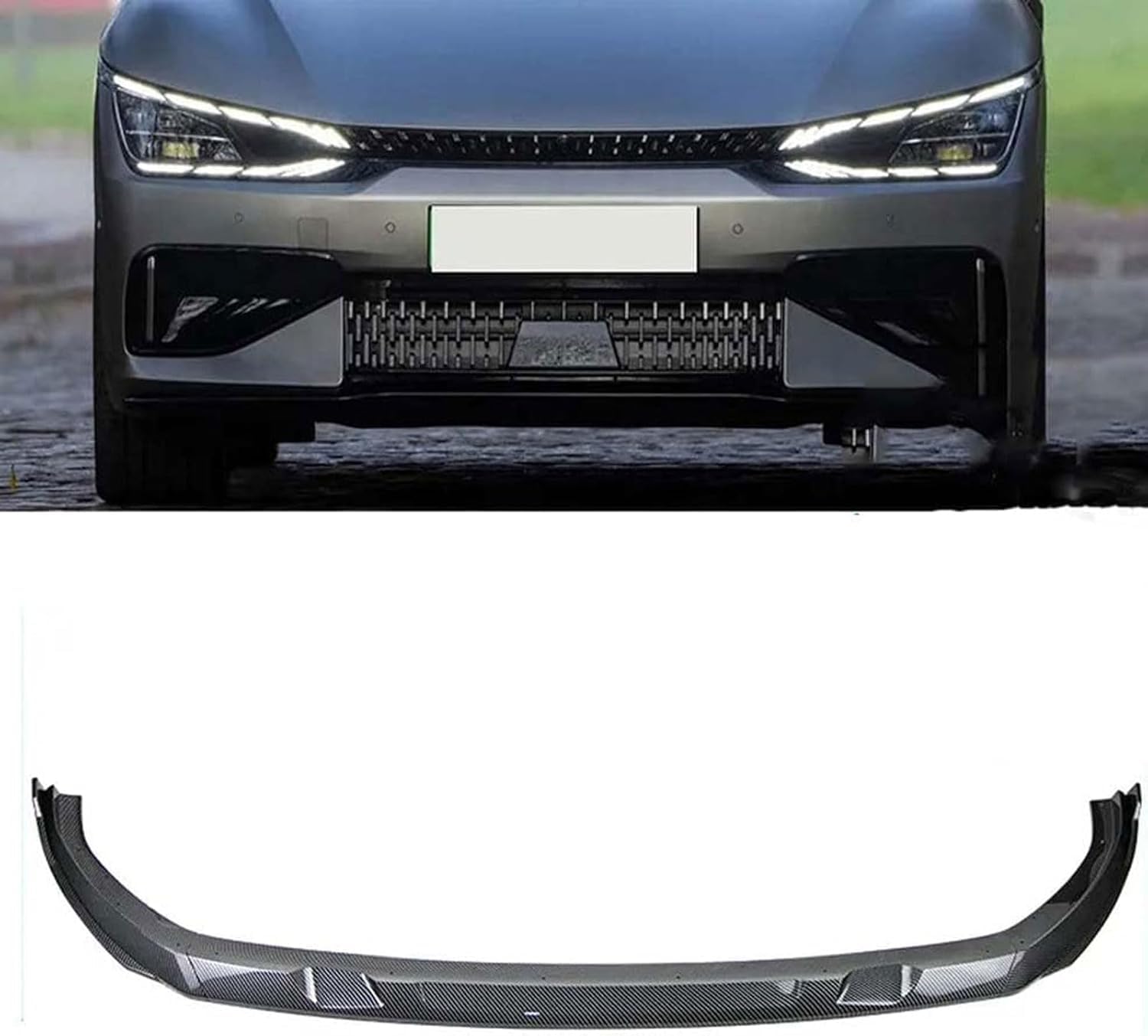 Frontstoßstangen Spoiler für Kia EV6 2021 2022 2023, Bumper Spoilerlippe Lip Splitter Karosserie Schaufeln Schutz Auto Modified Zubehör,Carbon Fiber Look von WCSMHYW