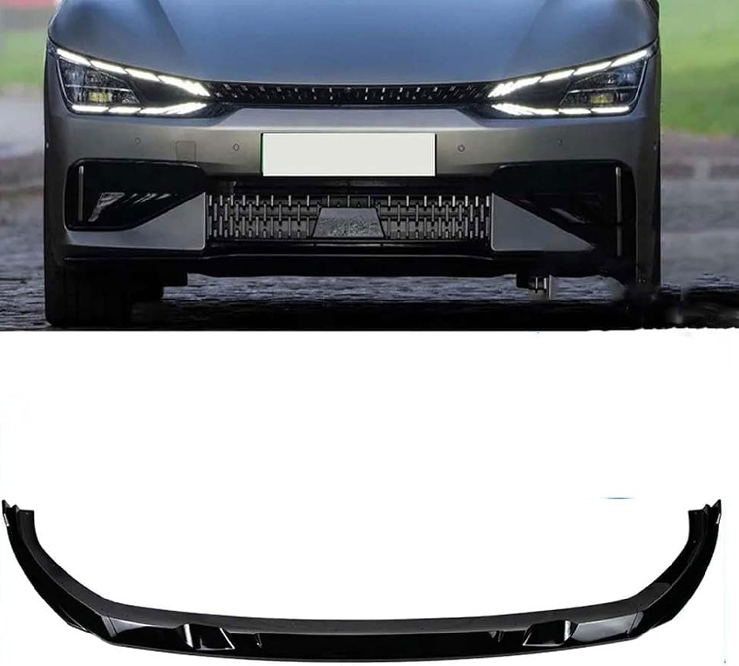 Frontstoßstangen Spoiler für Kia EV6 2021 2022 2023, Bumper Spoilerlippe Lip Splitter Karosserie Schaufeln Schutz Auto Modified Zubehör,Glossy Black von WCSMHYW